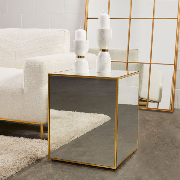 XC - MIRROR CUBE SIDE TABLE