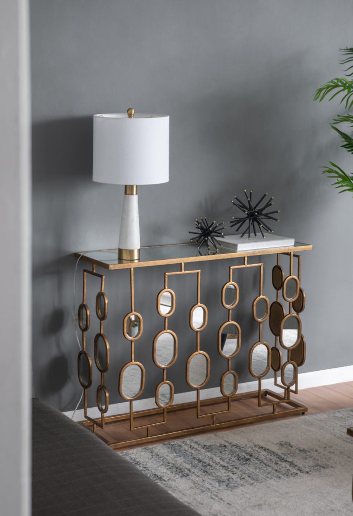AB - METAL CONSOLE TABLE WITH MIRROR TOP