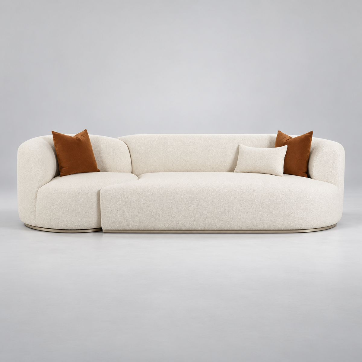 TV-FICKLE CREAM PERFORMANCE BOUCLE 2-PIECE MODULAR SOFA
