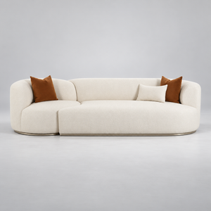 TV-FICKLE CREAM PERFORMANCE BOUCLE 2-PIECE MODULAR SOFA