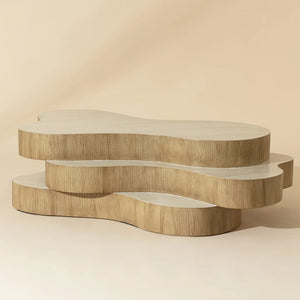 SP-GEDDES COFFEE TABLE-TRAVERTINE LOOK - CREAM