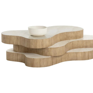 SP-GEDDES COFFEE TABLE-TRAVERTINE LOOK - CREAM