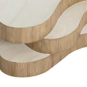 SP-GEDDES COFFEE TABLE-TRAVERTINE LOOK - CREAM