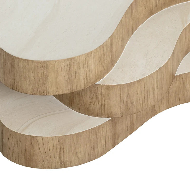 SP-GEDDES COFFEE TABLE-TRAVERTINE LOOK - CREAM