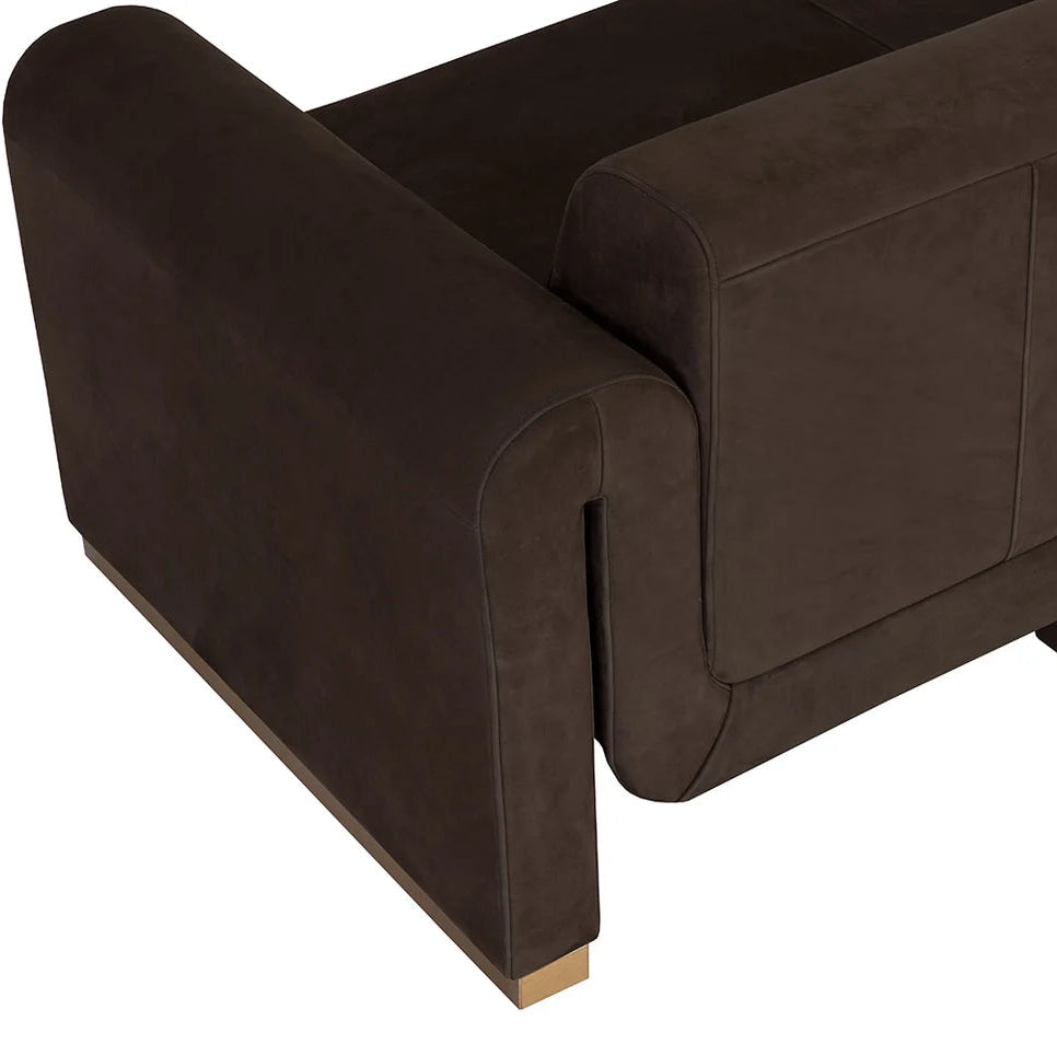 SP-ROMER SOFA-BRUSHED GOLD-NUBUCK COCOA LEATHER