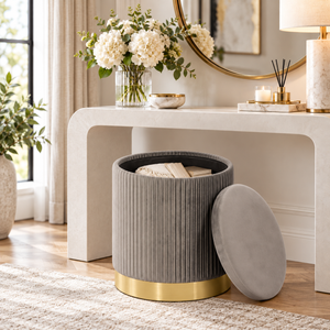 TV - ZOE GREY VELVET STORAGE OTTOMAN