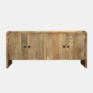 SB- Carved Front Waterfall Edge Sideboard