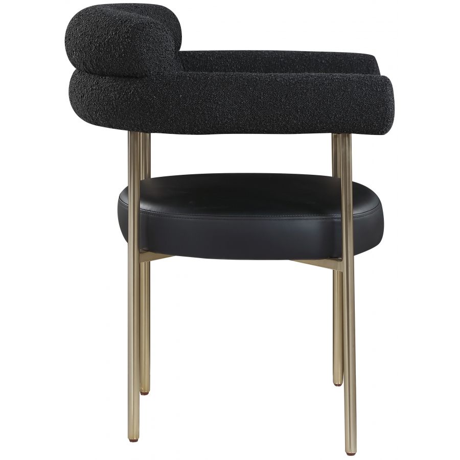 CR - BLACK CREASANT DINING ARMCHAIR WITH GOLD LEGS