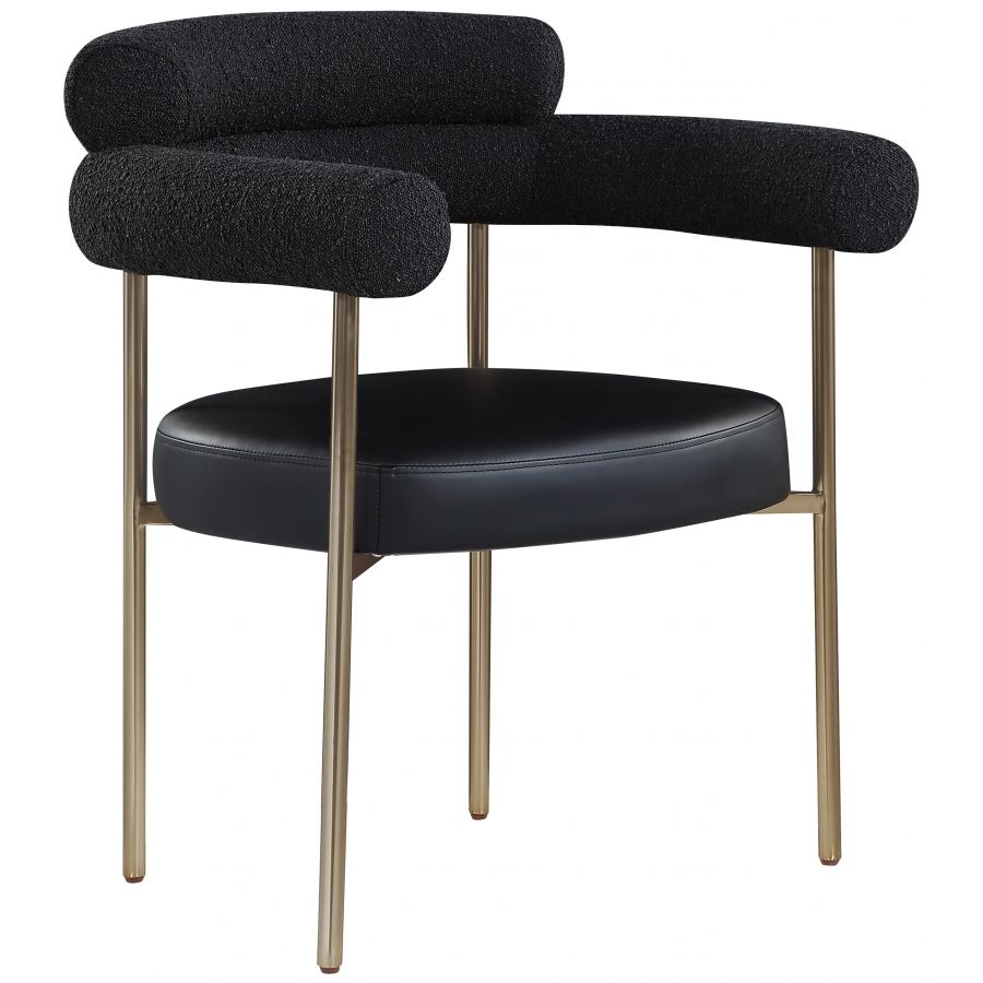 CR - BLACK CREASANT DINING ARMCHAIR WITH GOLD LEGS