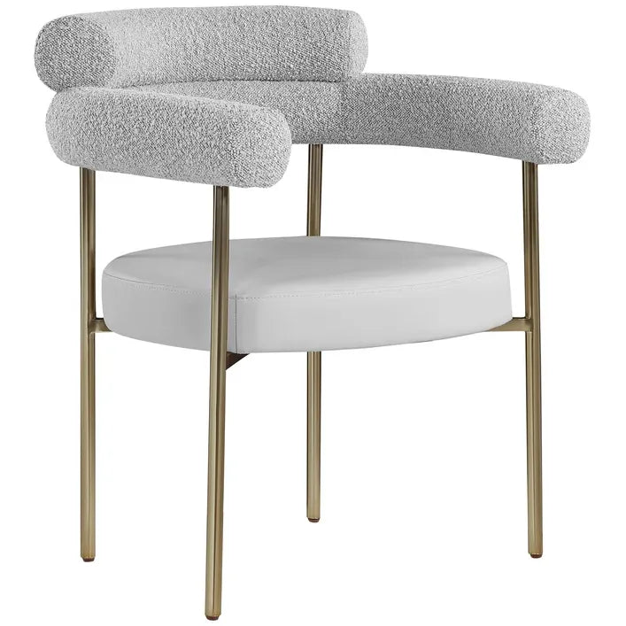CR - GREY CREASANT DINING ARMCHAIR WITH GOLD LEGS