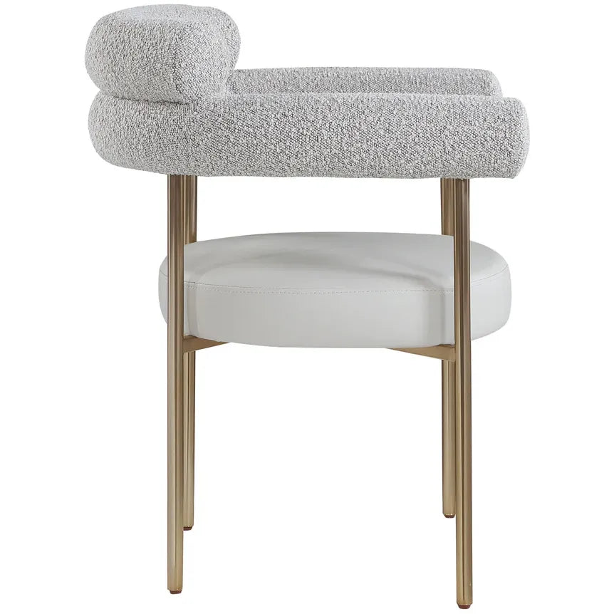 CR - GREY CREASANT DINING ARMCHAIR WITH GOLD LEGS