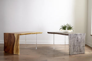 PC - Waterfall Desk Gray Stone, Acrylic Leg