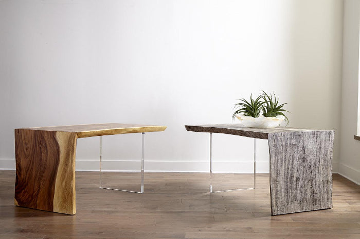 PC - Waterfall Desk Gray Stone, Acrylic Leg