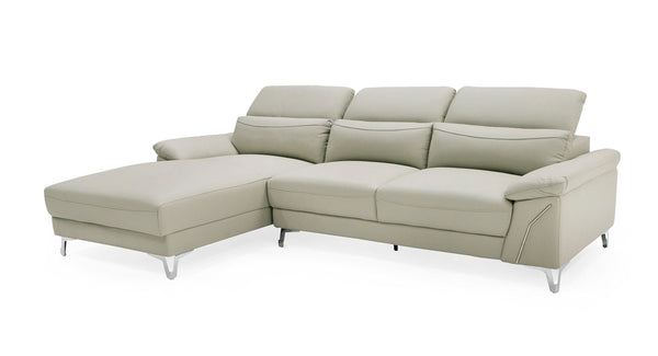 VG - SURA MODERN LIGHT GREY LEATHER LEFT FACING SECTIONAL