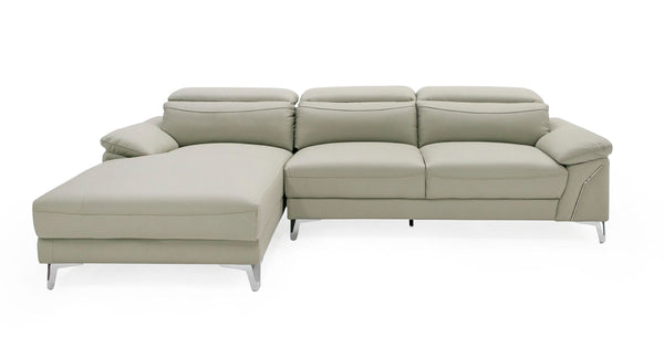 VG - SURA MODERN LIGHT GREY LEATHER LEFT FACING SECTIONAL