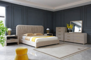 VG - MODREST FLORENCE - MODERN BEIGE VELVET + GOLD BED