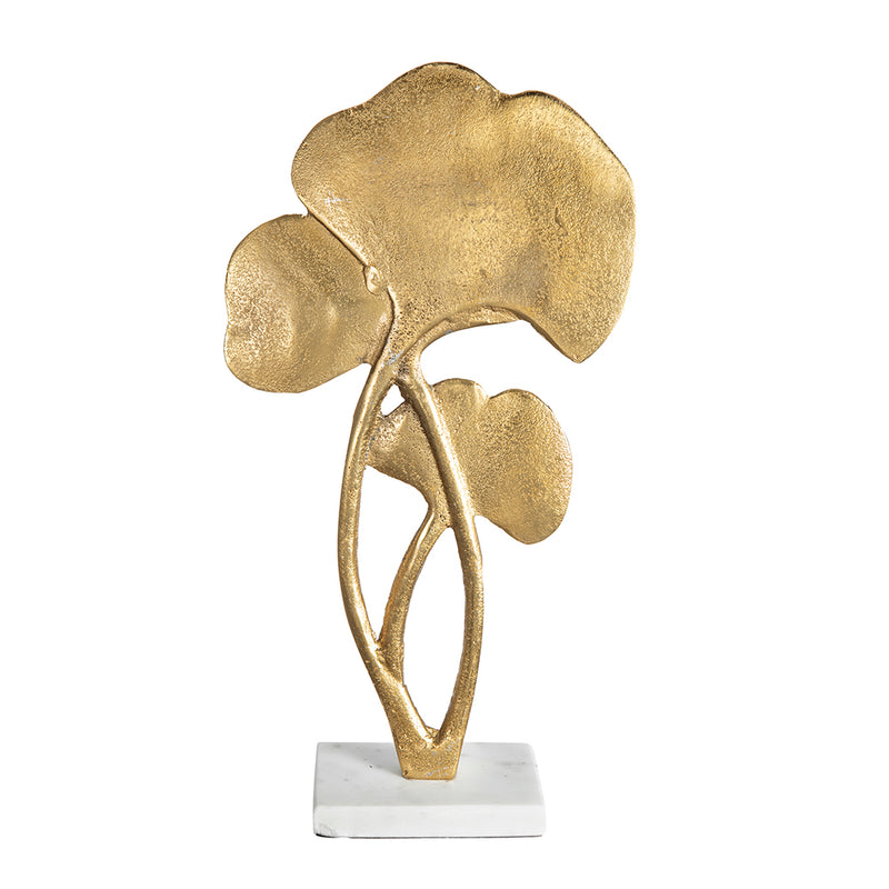 AB-Decorative Gold Leaf Sculpture with Square Marble Base