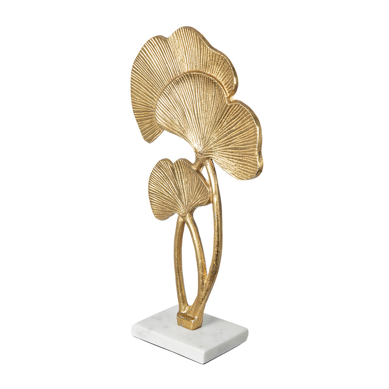 AB-Decorative Gold Leaf Sculpture with Square Marble Base