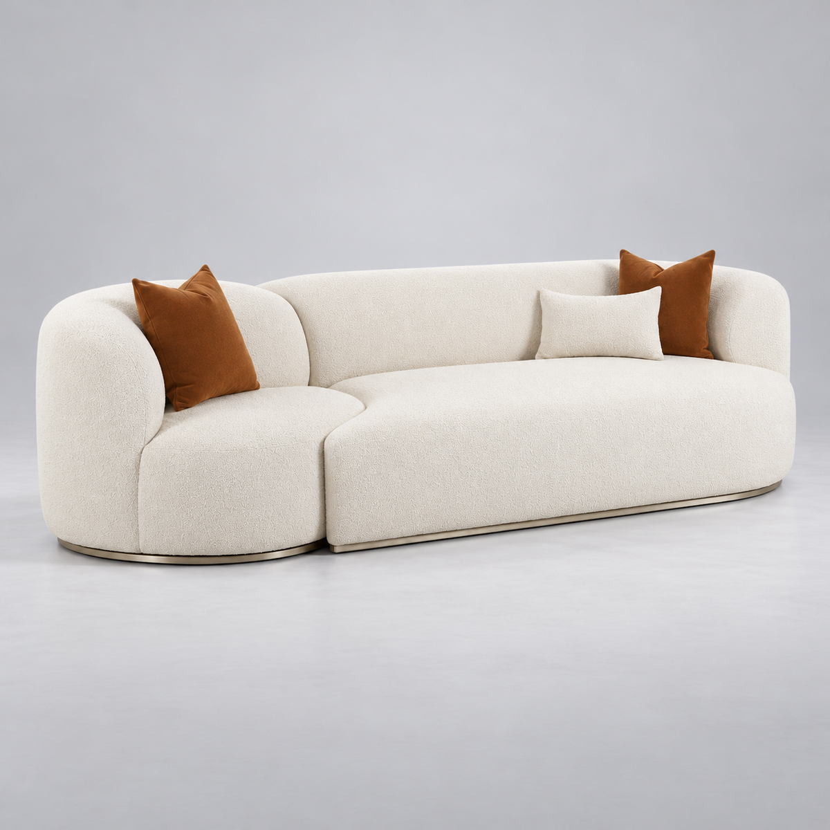 TV-FICKLE CREAM PERFORMANCE BOUCLE 2-PIECE MODULAR SOFA