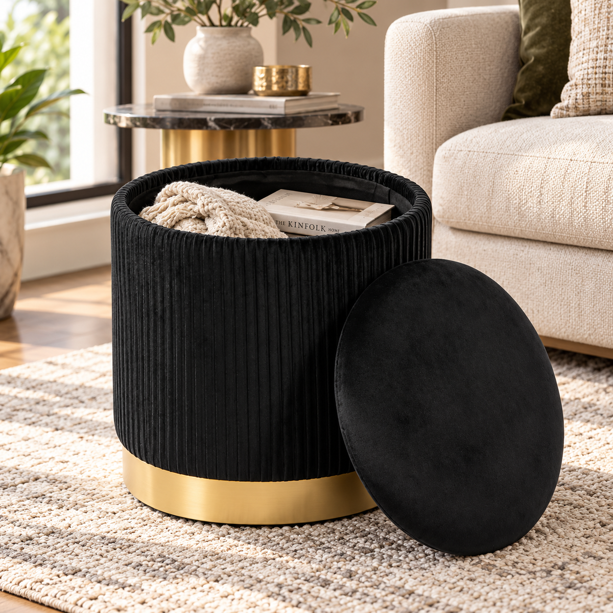 TV - ZOE BLACK OTTOMAN