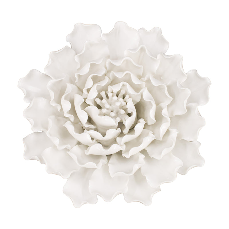 AB-Handmade Cream Ceramic Flower Wall Decor Accent