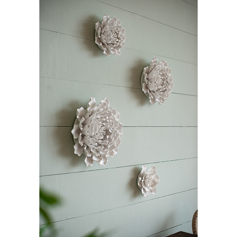 AB-Handmade Cream Ceramic Flower Wall Decor Accent