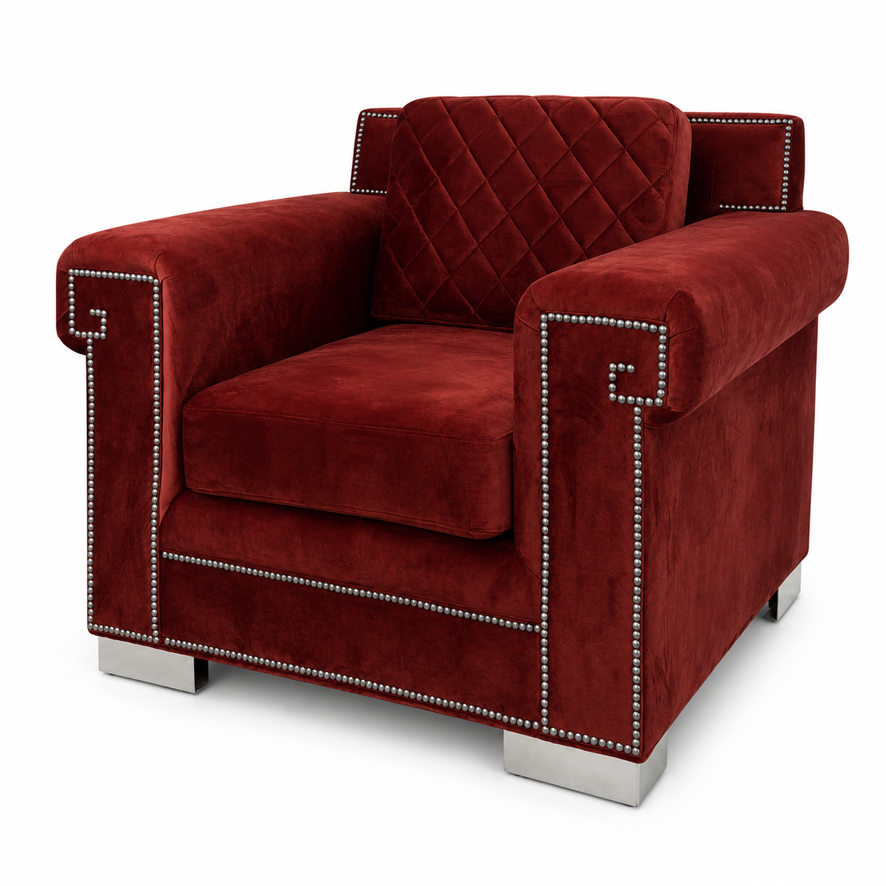 CR - CRIMSON VELOUR ARMCHAIR