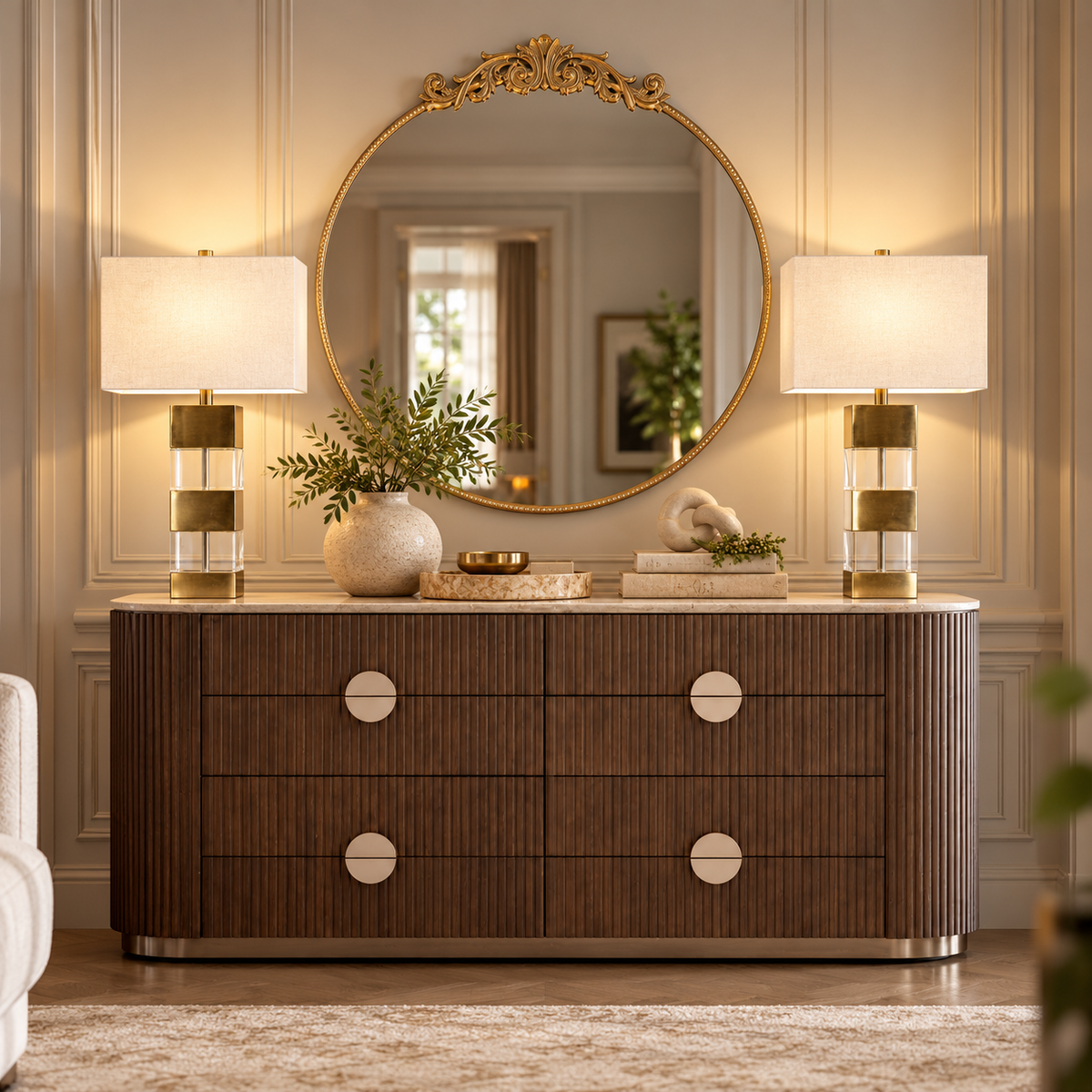 MB-KOII SIDEBOARD 8 DRAWER SILVER GREY GREY
