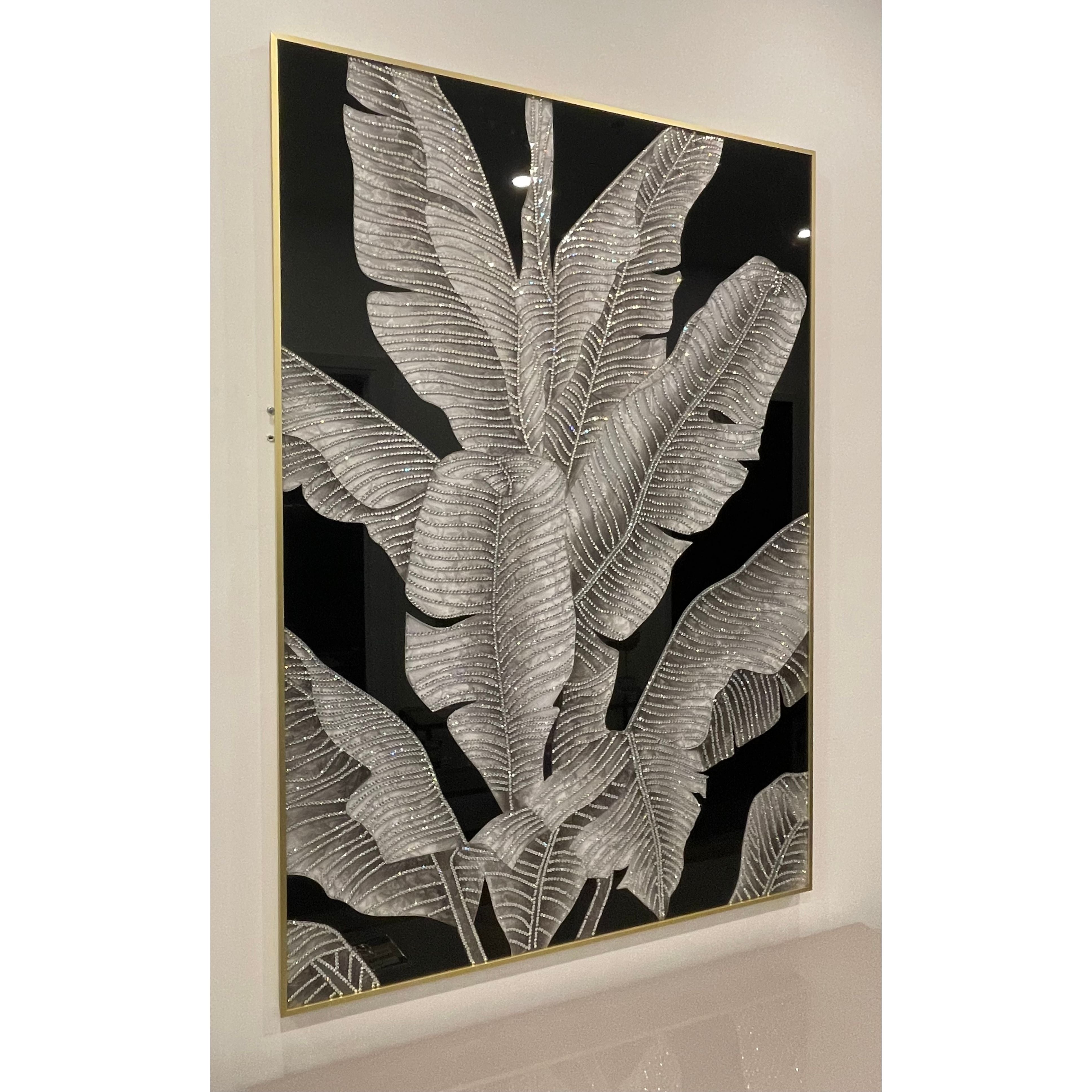 CR - CRYSTAL LEAF WALL ART