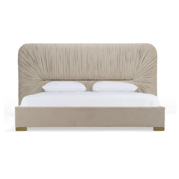 VG - MODREST FLORENCE - MODERN BEIGE VELVET + GOLD BED