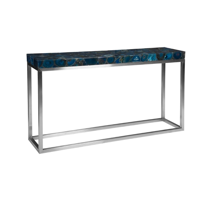 PC-AGATE CONSOLE TABLE, STAINLESS STEEL BASE