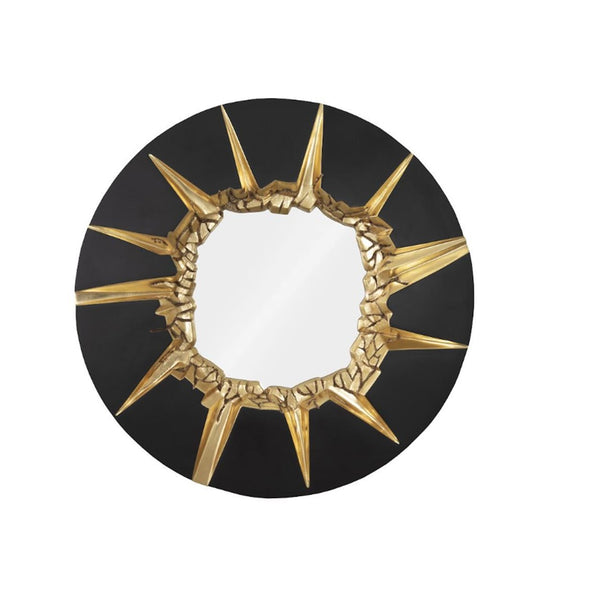 PC- CIRCULAR CRACKED MIRROR, BLACK & GOLD