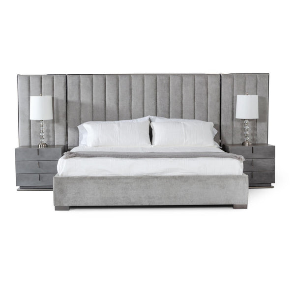 VG - MODREST BUCKLEY - MODERN GREY & BLACK STAINLESS STEEL BED