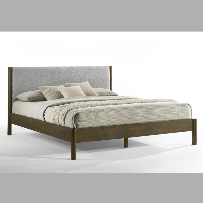 VG- MODREST CAROLINA - MODERN GREY FABRIC + WENGE BED