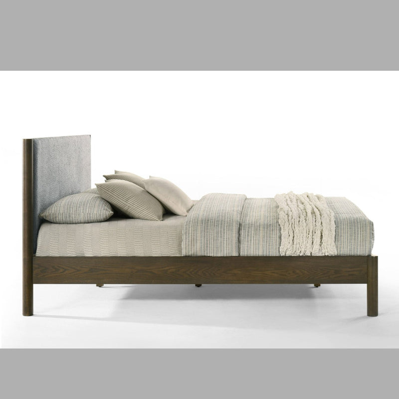 VG- MODREST CAROLINA - MODERN GREY FABRIC + WENGE BED