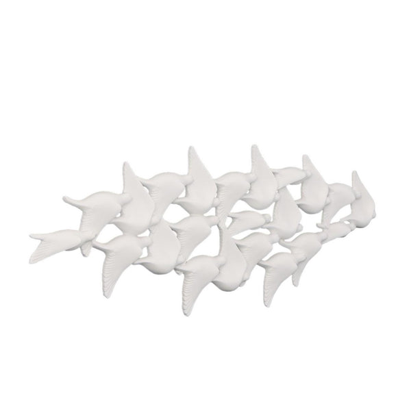 PC- FLOCK OF BIRDS WALL ART, MATTE WHITE