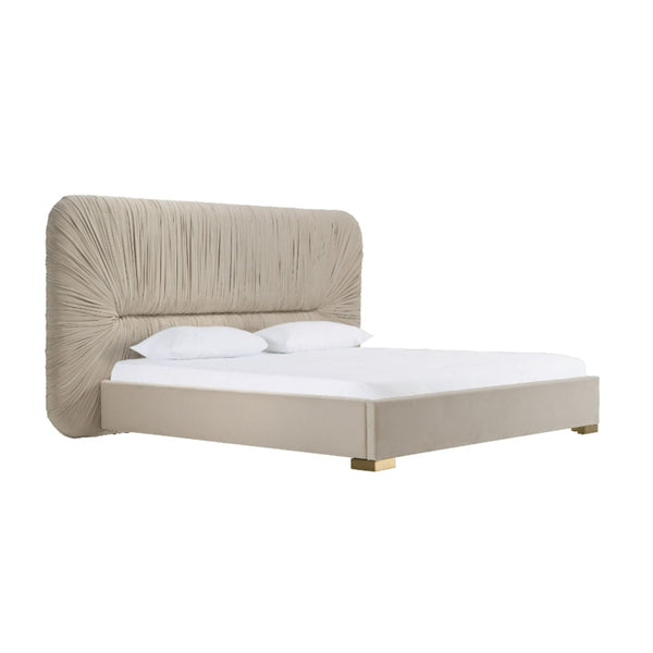 VG - MODREST FLORENCE - MODERN BEIGE VELVET + GOLD BED