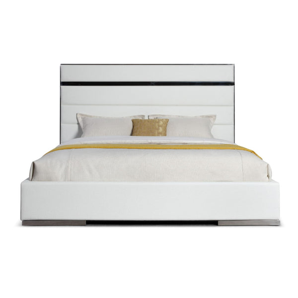 VG - MODREST CARTIER - MODERN WHITE VEGAN LEATHER + STAINLESS STEEL BED