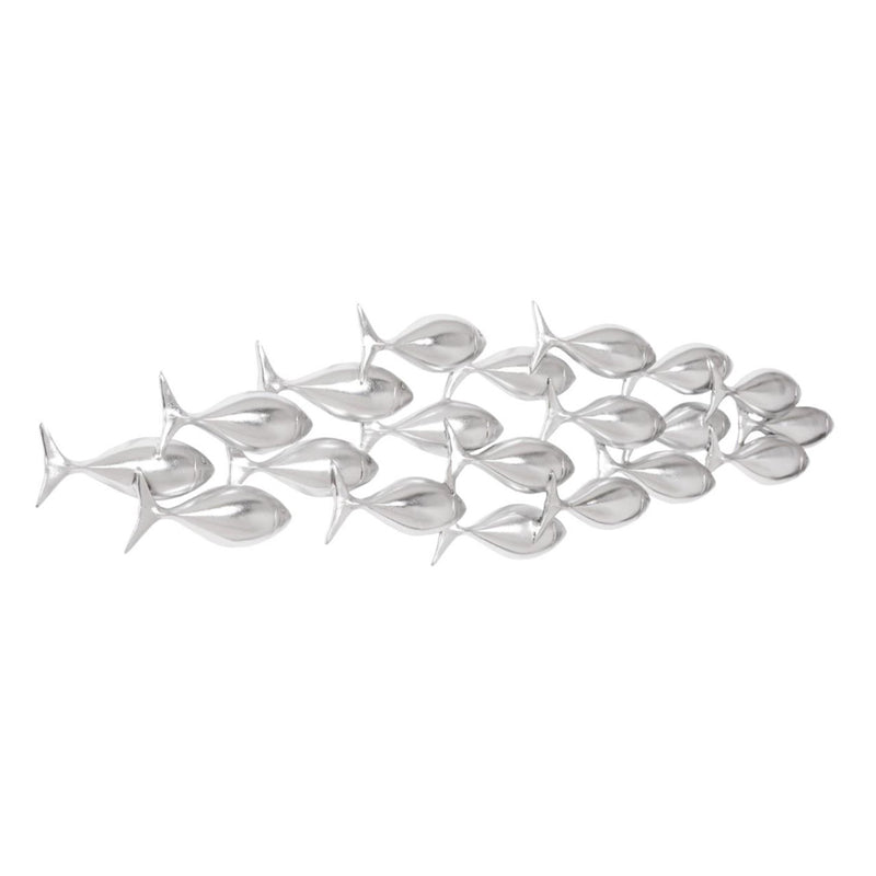 PC- SCHOOL OF FISH WALL ART, SILVER LEAF