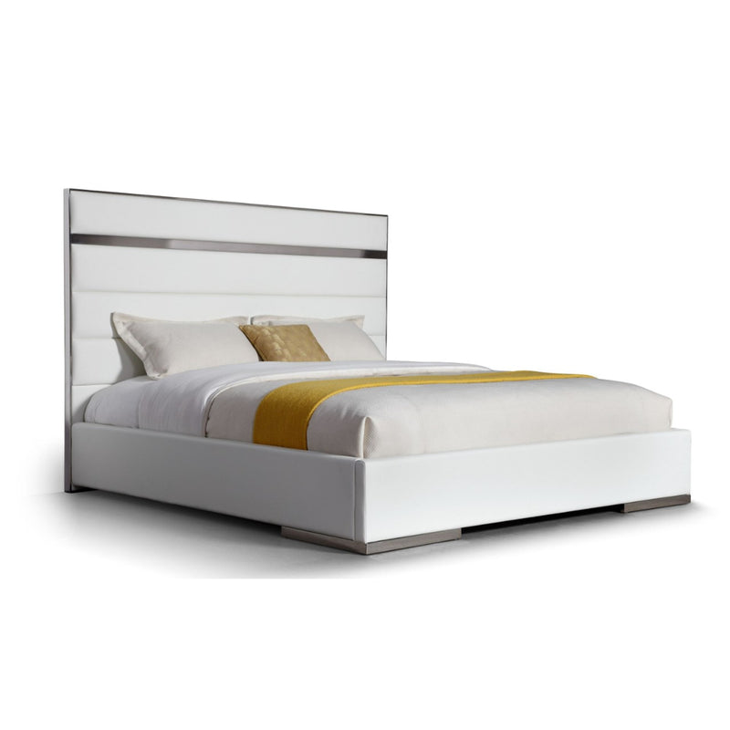 VG - MODREST CARTIER - MODERN WHITE VEGAN LEATHER + STAINLESS STEEL BED