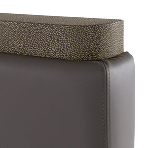VG - MODREST LOIS - MODERN GREY LEATHER & BEIGE SHAGREEN BED