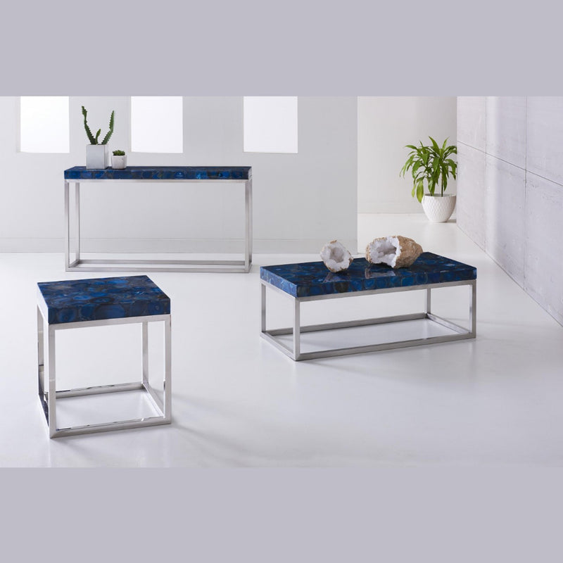 PC-AGATE CONSOLE TABLE, STAINLESS STEEL BASE