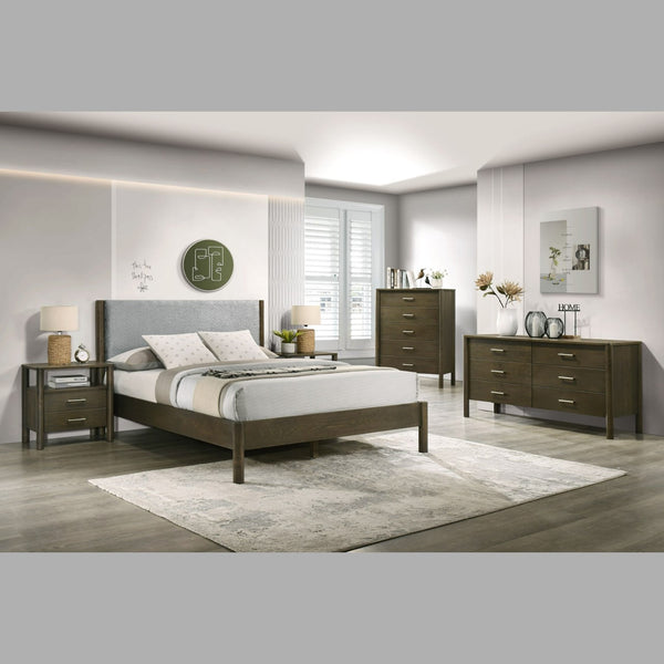 VG- MODREST CAROLINA - MODERN GREY FABRIC + WENGE BED