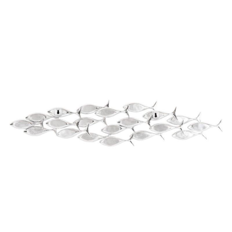 PC- SCHOOL OF FISH WALL ART, SILVER LEAF