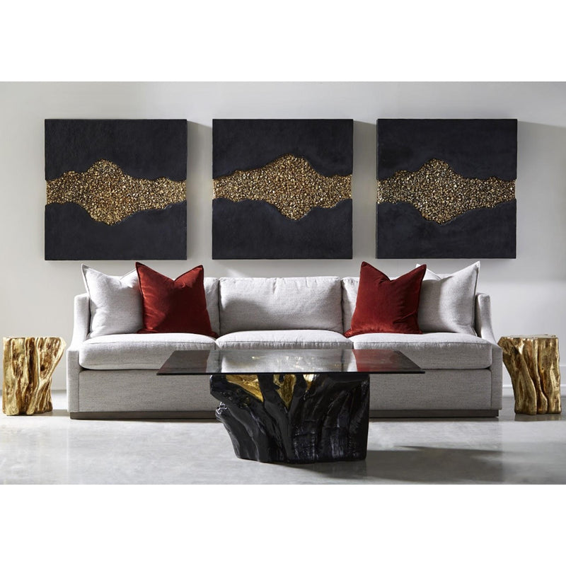 PC-GEODE TEXTURE PANEL BLACK AND GOLD, WALL DECOR