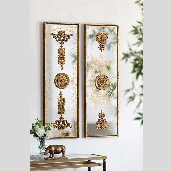 AB - FRAMED MIRROR WALL DECOR, GOLD METALLIC SET OF 2