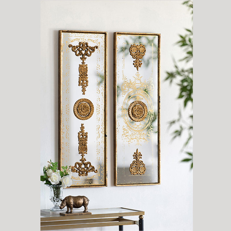 AB - FRAMED MIRROR WALL DECOR, GOLD METALLIC SET OF 2