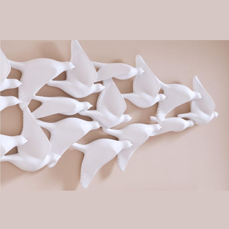 PC- FLOCK OF BIRDS WALL ART, MATTE WHITE