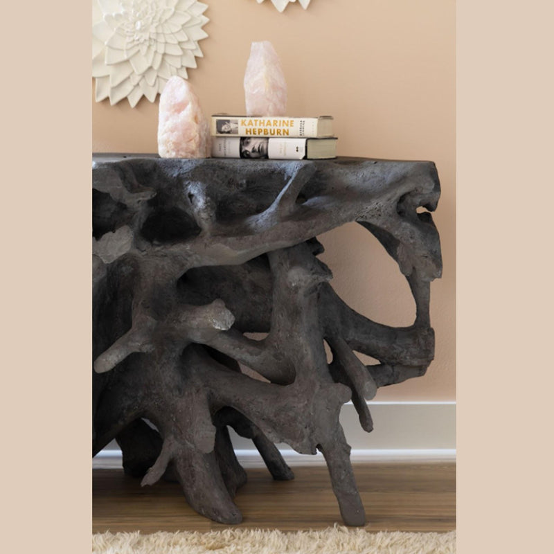 PC- BEAU CAST ROOT CONSOLE TABLE, CHARCOAL STONE