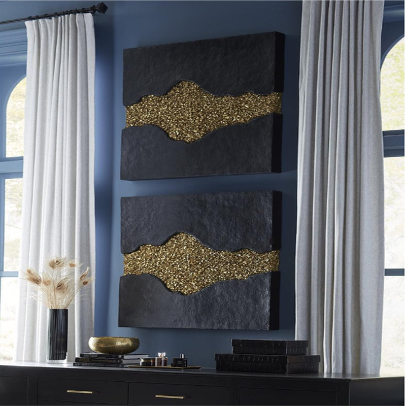 PC-GEODE TEXTURE PANEL BLACK AND GOLD, WALL DECOR